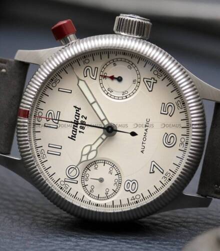 Zegarek Męski Automatyczny Hanhart MonoScope Silver Fluted Bezel 45 mm