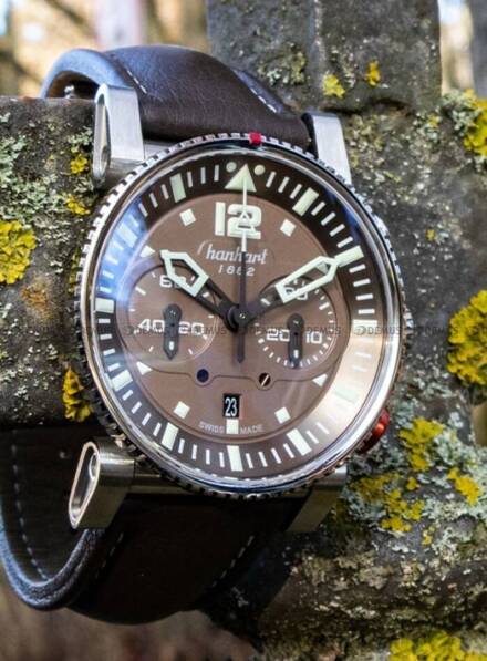 Zegarek Męski Automatyczny Hanhart PRIMUS Pilot Brown 44 mm 740.280-0120