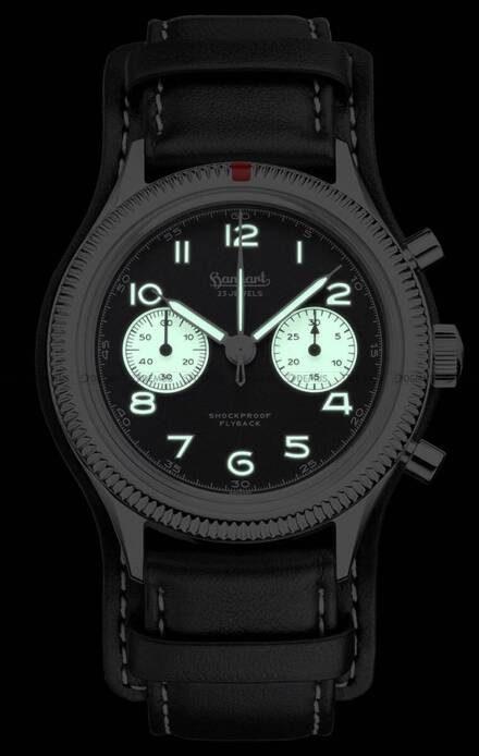 Zegarek Męski Mechaniczny Hanhart 417 ES Flyback Reverse Panda 42 mm H721.211-7010