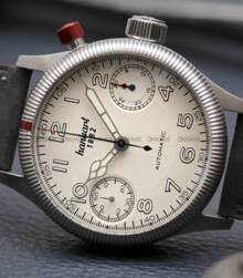 Zegarek Męski Automatyczny Hanhart MonoScope Silver Fluted Bezel 45 mm