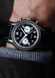 Zegarek Męski Mechaniczny Hanhart 417 ES Flyback Reverse Panda 42 mm